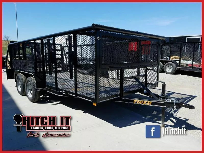 2026 Tiger 83" x 16" Landscape Trailer | 7,000 lb GVWR | Expanded Metal Sides | Black