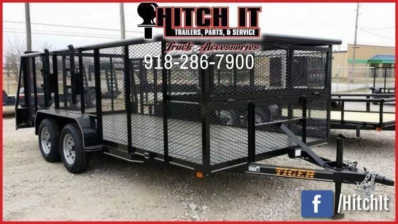 2026 Tiger 83" x 16" Landscape Trailer | 7,000 lb GVWR | Expanded Metal Sides | Black