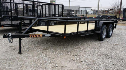 2026 Tiger 83" x 16" Pipe Top Utility Trailer | 7,000 lb Tandem Axles | Ramp Gate | Black