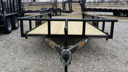 2026 Tiger 83" x 16" Pipe Top Utility Trailer | 7,000 lb Tandem Axles | Ramp Gate | Black