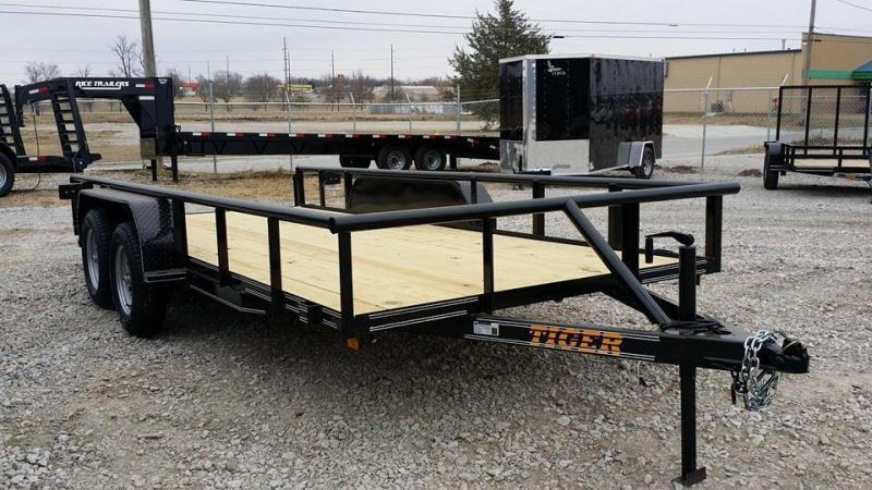 2026 Tiger 83" x 16" Pipe Top Utility Trailer | 7,000 lb Tandem Axles | Ramp Gate | Black