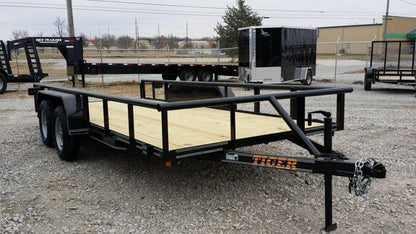 2026 Tiger 83" x 16" Pipe Top Utility Trailer | 7,000 lb Tandem Axles | Ramp Gate | Black