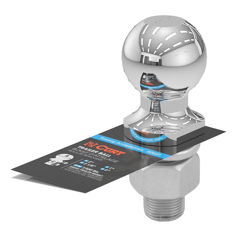 CURT 2" Trailer Hitch Ball - 7,500 lb, 1" x 2-1/8" Shank