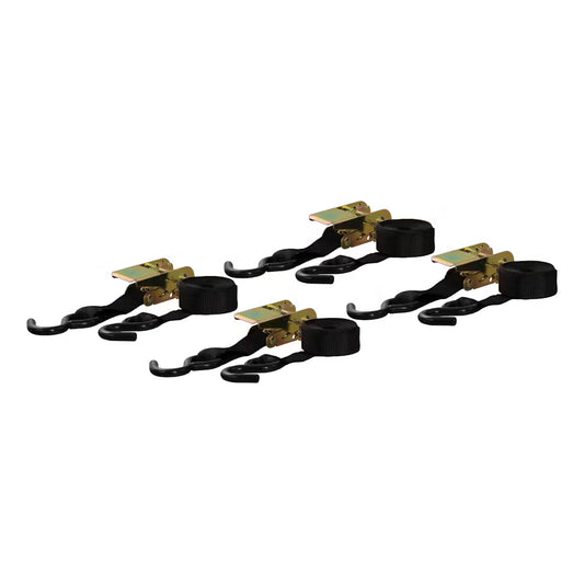 CURT 83010 Ratchet Straps - 1" x 16 ft, 500 lb, Black, 4-Pack