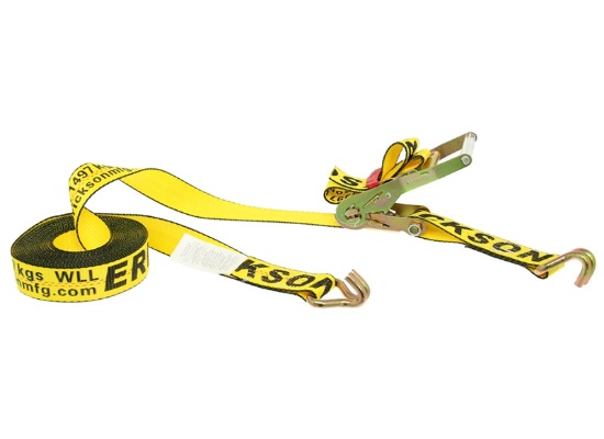 Erickson Ratchet Tie-Down Strap w/ Double J-Hooks - 2" x 30' - 3,300 lbs (58510) side view