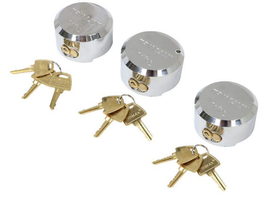 Trimax Hockey Puck Steel Locks - 3-Pack, Keyed Alike (TMX73FR) front view